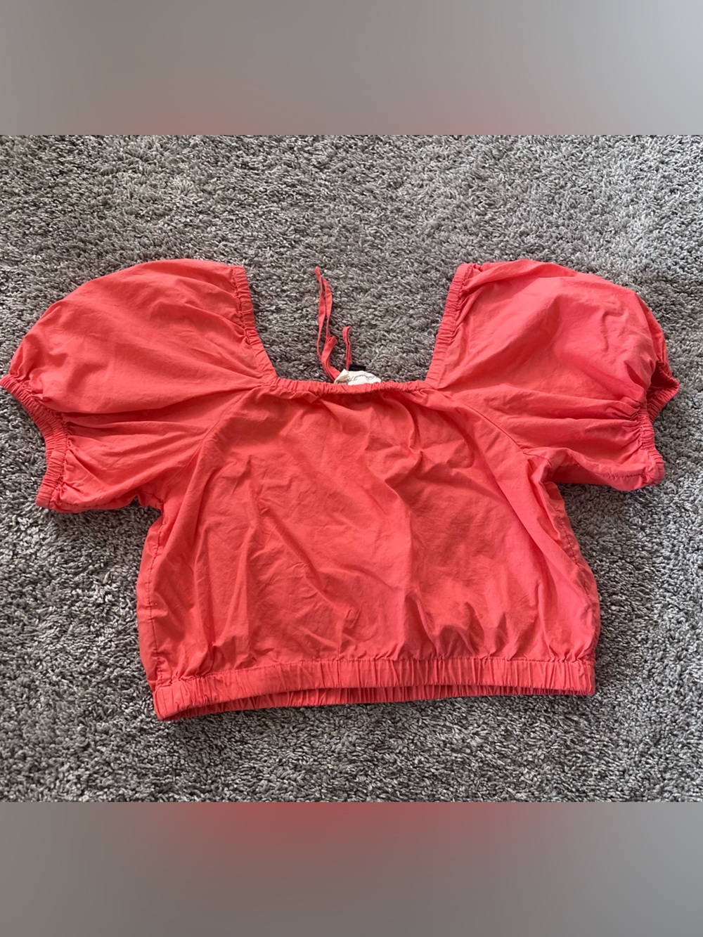 Universal Threads Coral/Orange Off-Shoulder Puff Sleeve Crop Top Womens Size XS - Picture 7 of 7